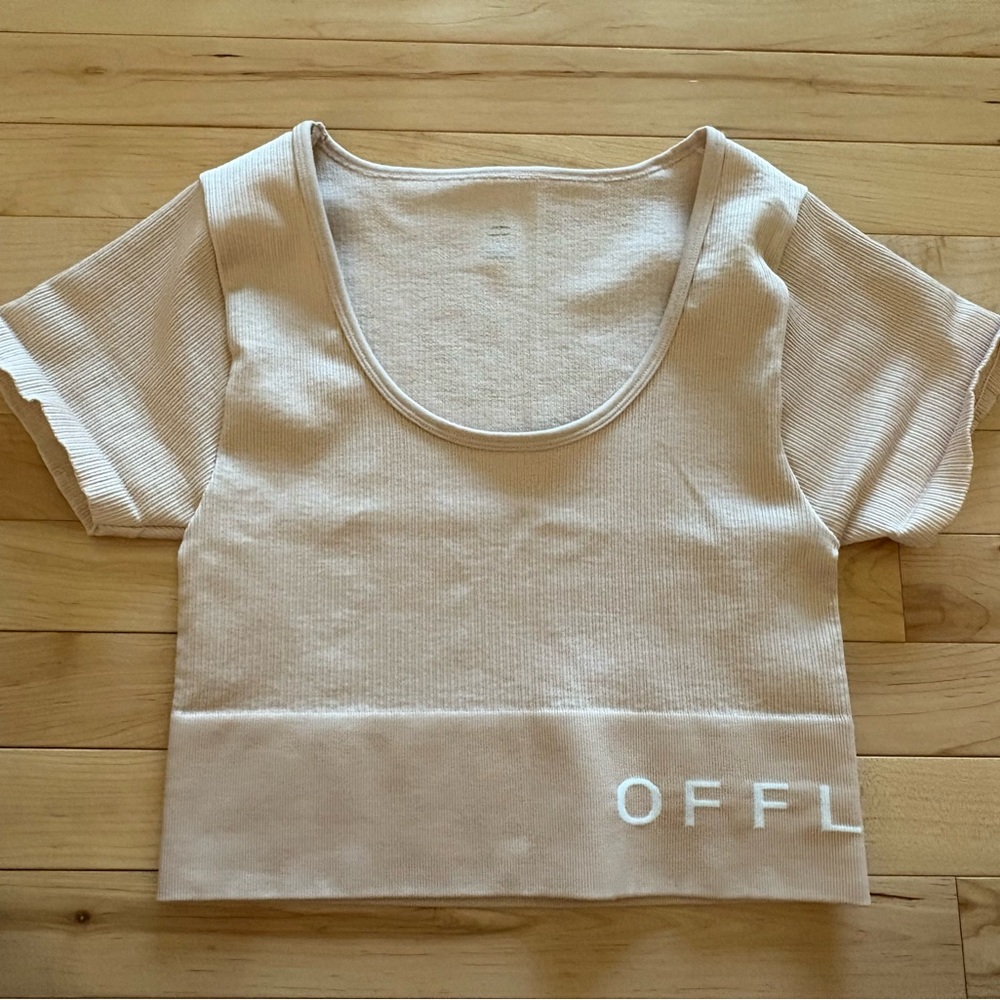 Aerie Offline Women's Cream Ribbed Compression Top NWT